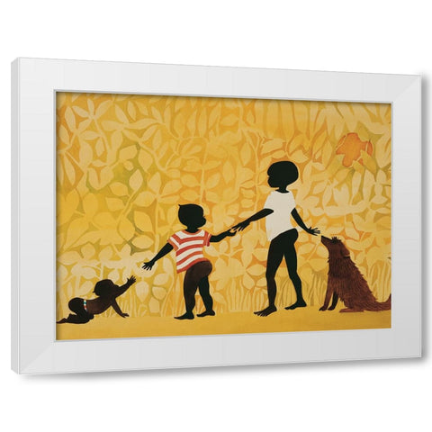 Watching the Babies White Modern Wood Framed Art Print by Unknown