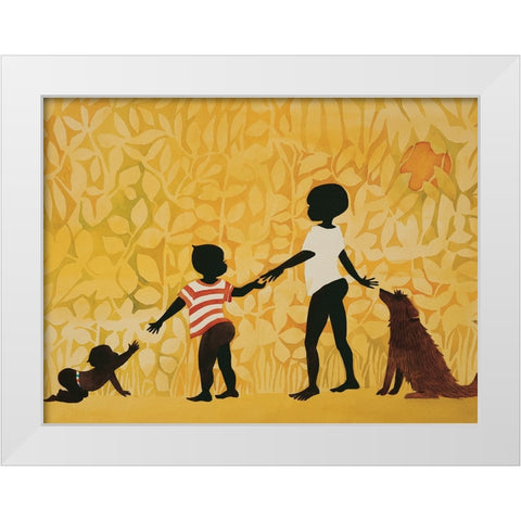 Watching the Babies White Modern Wood Framed Art Print by Unknown