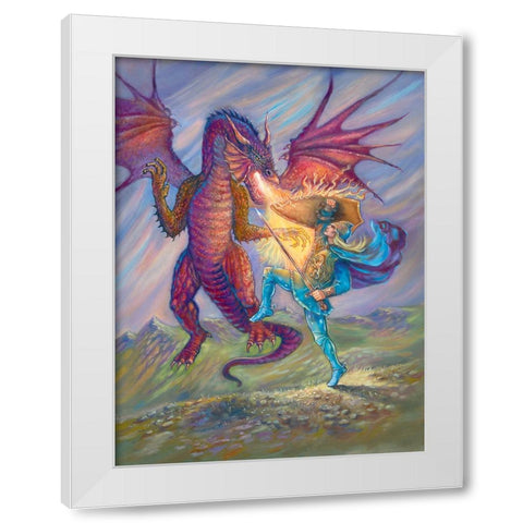 Slay the Dragon White Modern Wood Framed Art Print by Unknown