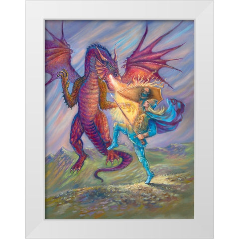 Slay the Dragon White Modern Wood Framed Art Print by Unknown