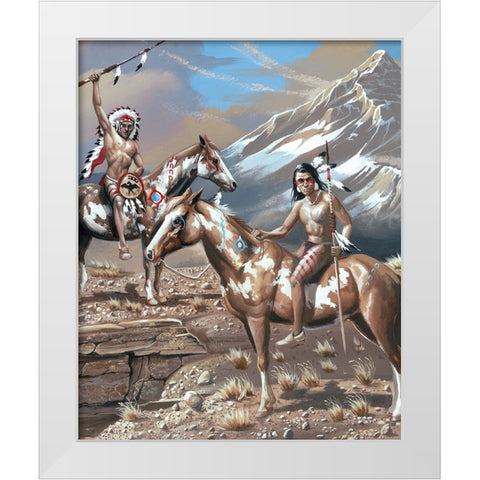 War Party I White Modern Wood Framed Art Print by Unknown