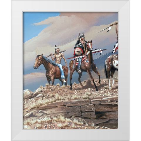 War Party II White Modern Wood Framed Art Print by Unknown