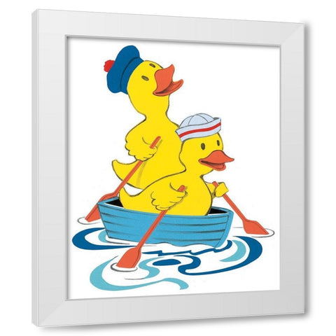 Ducks Sailing White Modern Wood Framed Art Print by Unknown