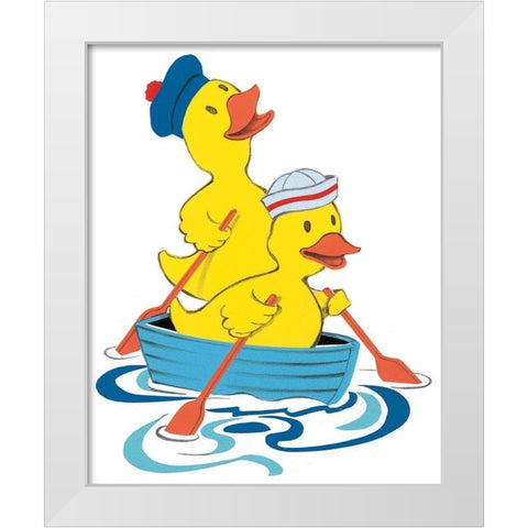 Ducks Sailing White Modern Wood Framed Art Print by Unknown