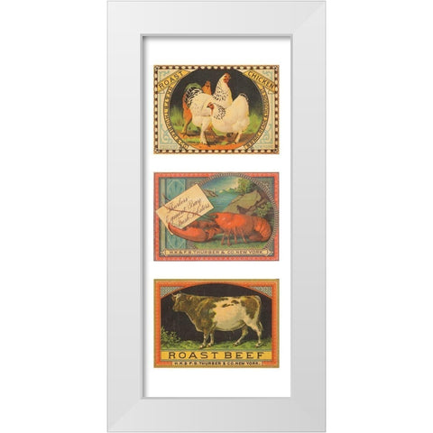 Chicken-Lobster-Beef White Modern Wood Framed Art Print by Unknown