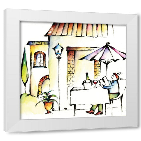 Sur la Bistro White Modern Wood Framed Art Print by Unknown