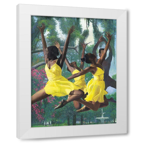 Jump White Modern Wood Framed Art Print by Unknown