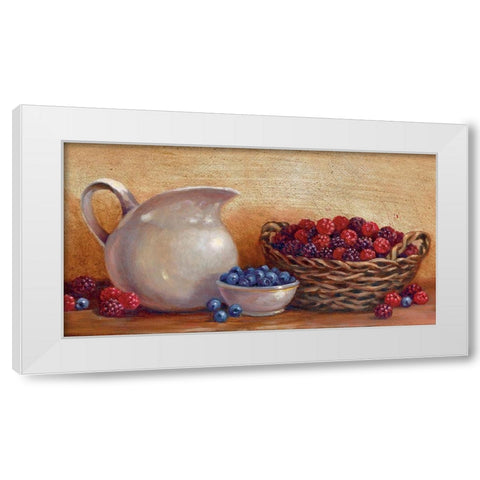 Pitcher and Berries White Modern Wood Framed Art Print by Unknown