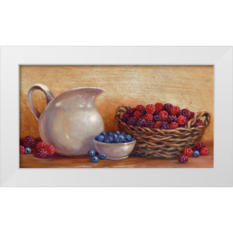 Pitcher and Berries White Modern Wood Framed Art Print by Unknown
