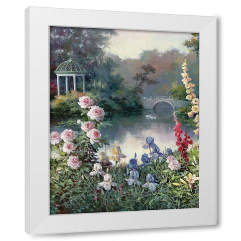 Gazebo on Lake I White Modern Wood Framed Art Print by Unknown