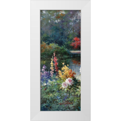 Gazebo on Lake II White Modern Wood Framed Art Print by Unknown