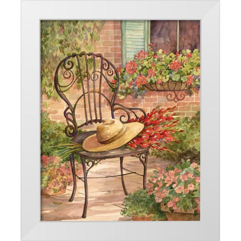 Patio Chair II White Modern Wood Framed Art Print by Unknown