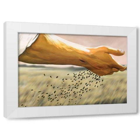 Seed Sower White Modern Wood Framed Art Print by Unknown