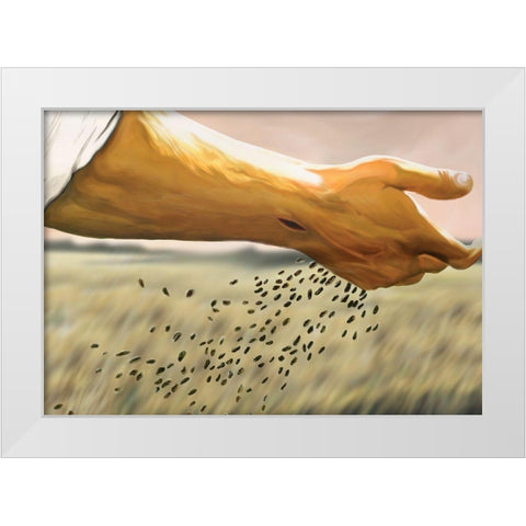 Seed Sower White Modern Wood Framed Art Print by Unknown