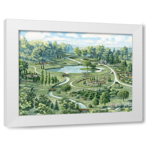 Estate Gardens White Modern Wood Framed Art Print by Unknown