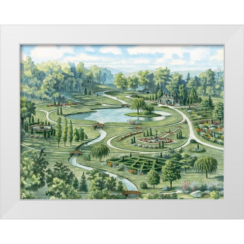 Estate Gardens White Modern Wood Framed Art Print by Unknown