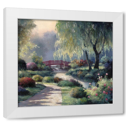 Red Bridge White Modern Wood Framed Art Print by Unknown