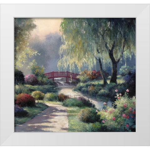 Red Bridge White Modern Wood Framed Art Print by Unknown