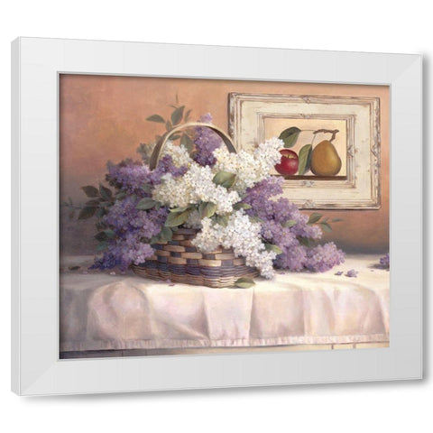 Lavendar Flowers White Modern Wood Framed Art Print by Unknown