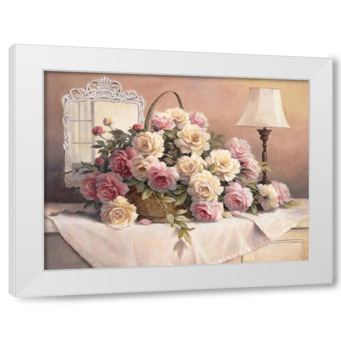Rose Floral White Modern Wood Framed Art Print by Unknown