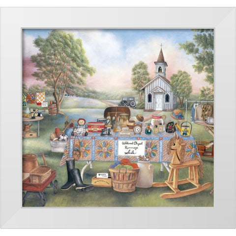 Rummage Sale White Modern Wood Framed Art Print by Unknown