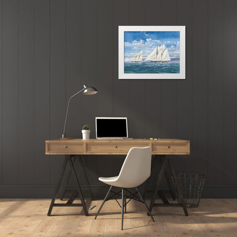 Sloops and Sail I White Modern Wood Framed Art Print by Unknown
