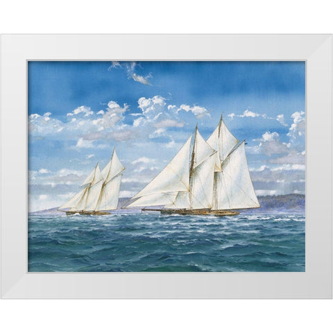 Sloops and Sail I White Modern Wood Framed Art Print by Unknown