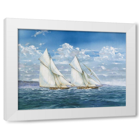 Sloops and Sail II White Modern Wood Framed Art Print by Unknown