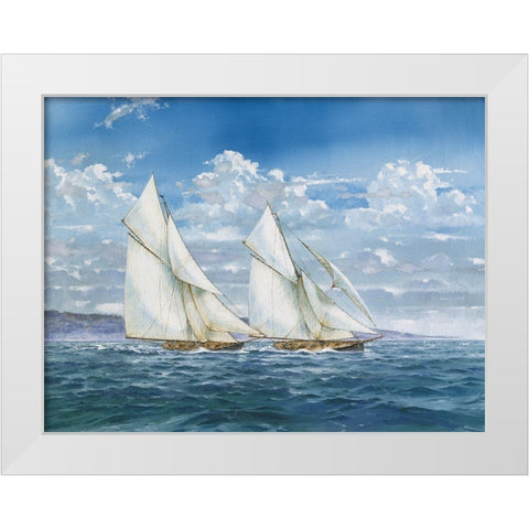 Sloops and Sail II White Modern Wood Framed Art Print by Unknown