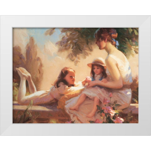 Relax And Play White Modern Wood Framed Art Print by Unknown