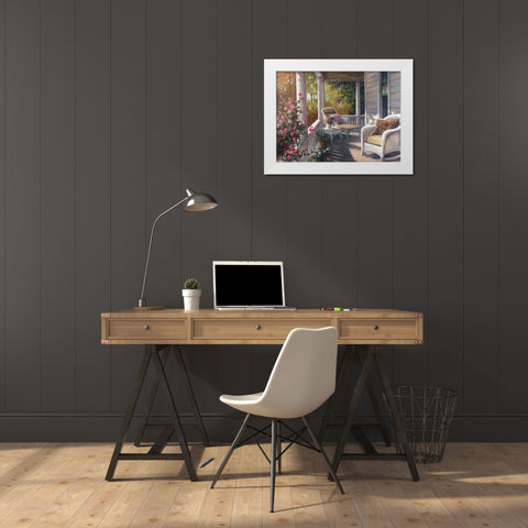 Wicker Porch White Modern Wood Framed Art Print by Unknown
