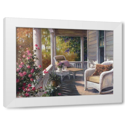 Wicker Porch White Modern Wood Framed Art Print by Unknown