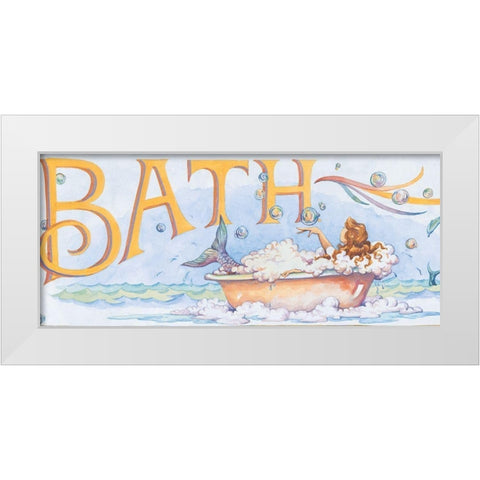 Mermaid Bath White Modern Wood Framed Art Print by Unknown