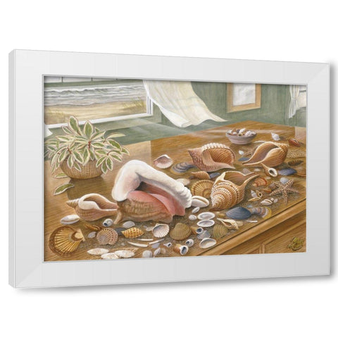 Seashells I White Modern Wood Framed Art Print by Unknown