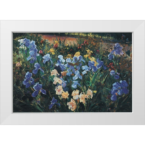 Blue Fields White Modern Wood Framed Art Print by Unknown