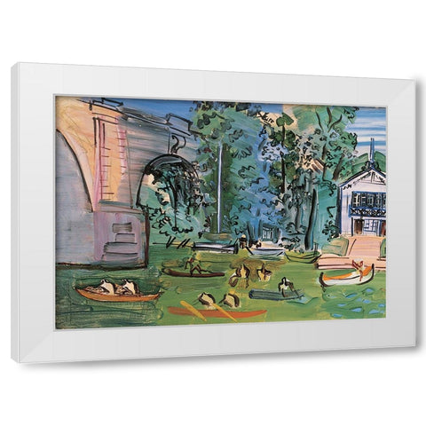 Canoeing White Modern Wood Framed Art Print by Unknown