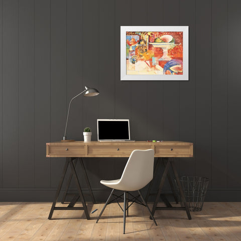 Watermelon Collage White Modern Wood Framed Art Print by Unknown