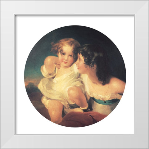 Two Sisters White Modern Wood Framed Art Print by Unknown