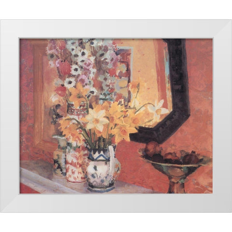 Three Vases White Modern Wood Framed Art Print by Unknown