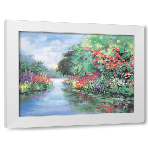 Lakeside Gardens White Modern Wood Framed Art Print by Unknown