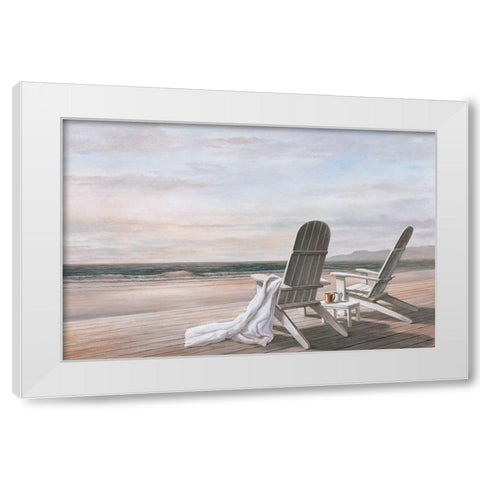 Coffee on the Beach II White Modern Wood Framed Art Print by Unknown