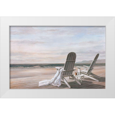 Coffee on the Beach II White Modern Wood Framed Art Print by Unknown