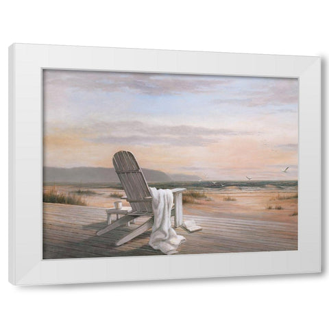 Coffee on the Beach II White Modern Wood Framed Art Print by Unknown