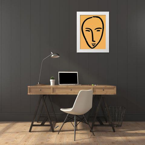 Yellow Face White Modern Wood Framed Art Print by Unknown