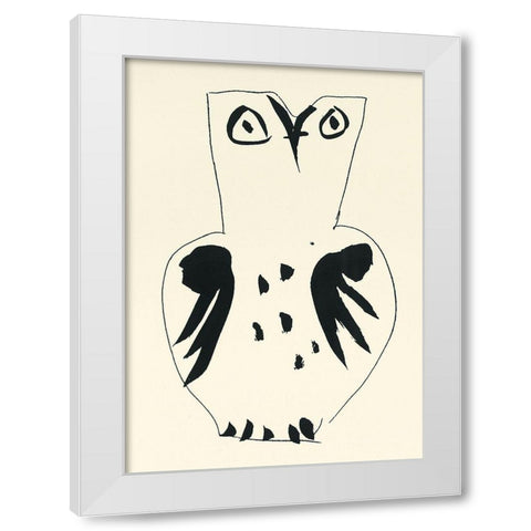 Owl Vase White Modern Wood Framed Art Print by Unknown