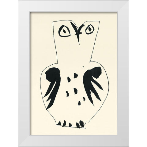 Owl Vase White Modern Wood Framed Art Print by Unknown