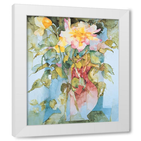 Floral Collage White Modern Wood Framed Art Print by Unknown