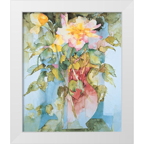 Floral Collage White Modern Wood Framed Art Print by Unknown