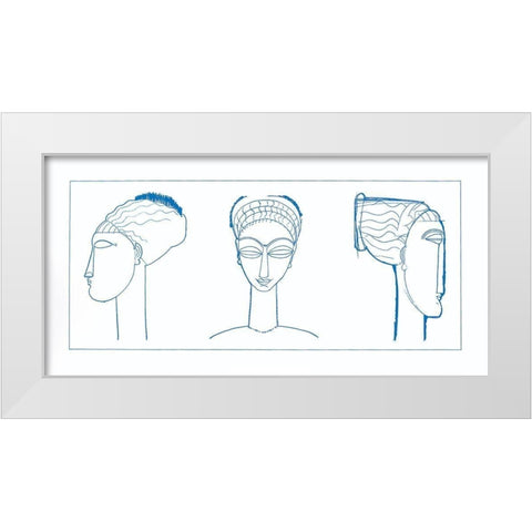Blue Face White Modern Wood Framed Art Print by Unknown