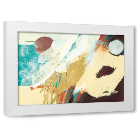 White/Brown Abstract White Modern Wood Framed Art Print by Unknown